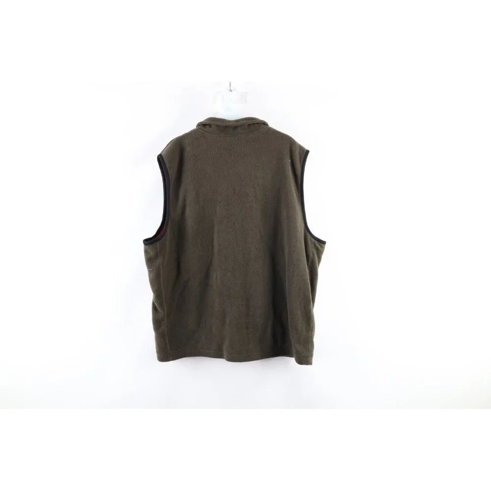 Vintage 90s Streetwear Mens 2XL XXL Full Zip Fleece Vest Jacket Olive Green - Picture 5 of 8